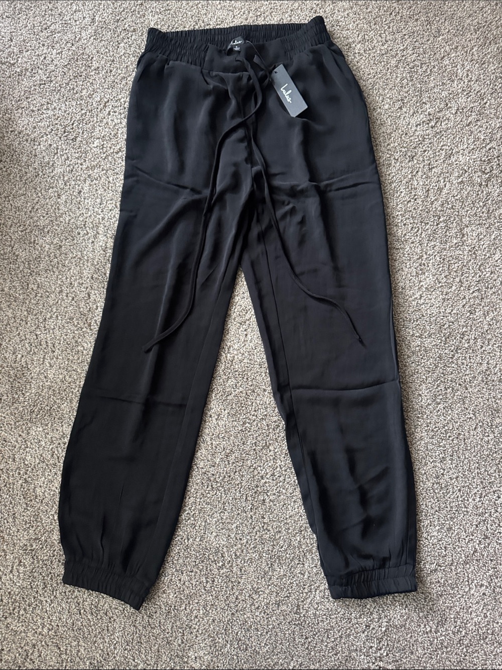 Lulu's Black Elastic Waist Drawstring Pants